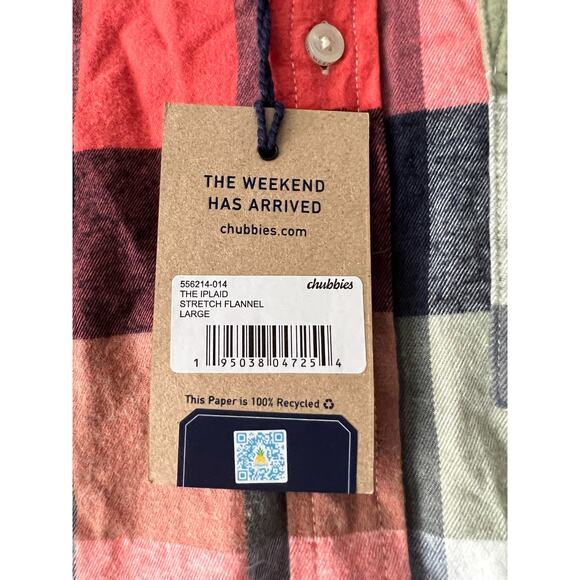 NWT Chubbies Men's the IPlaid Classic Fit Stretch Flannel Button Up Shirt Size L - Picture 8 of 14